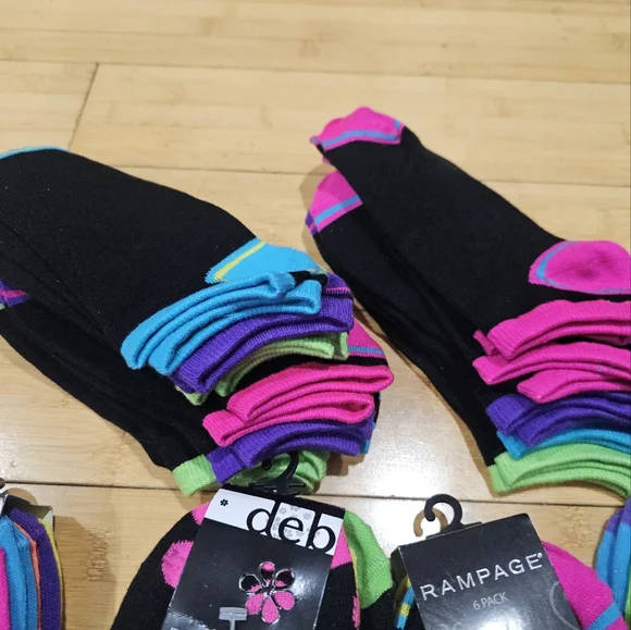 41 Pairs Rampage DEB Colorful Neon Low Cut No Show Lot Of Socks OS - Picture 4 of 14